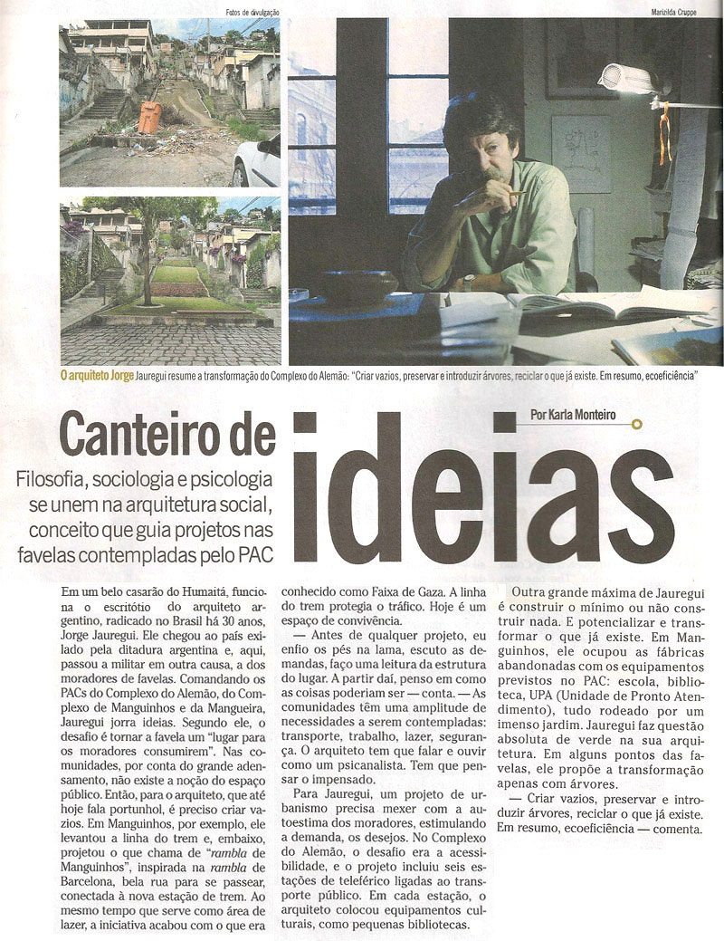Revista O Globo - Jorge Mario Jáuregui
